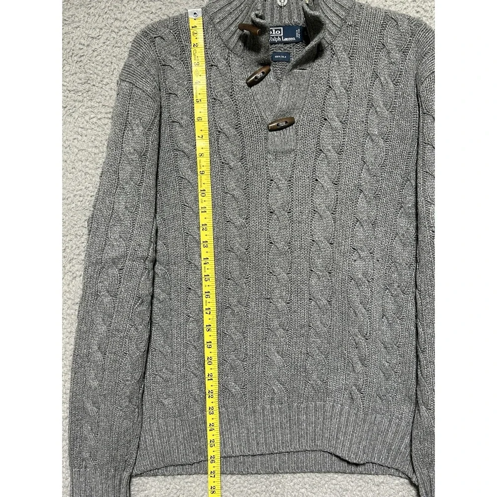 Vintage Polo Ralph Lauren Sweater‎ Mens L Silk Cable Knit Mock Neck Toggle 90s